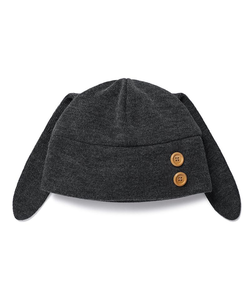 RABBIT BUTTON BEANIE CHARCOAL(CV2GFUAB33A)