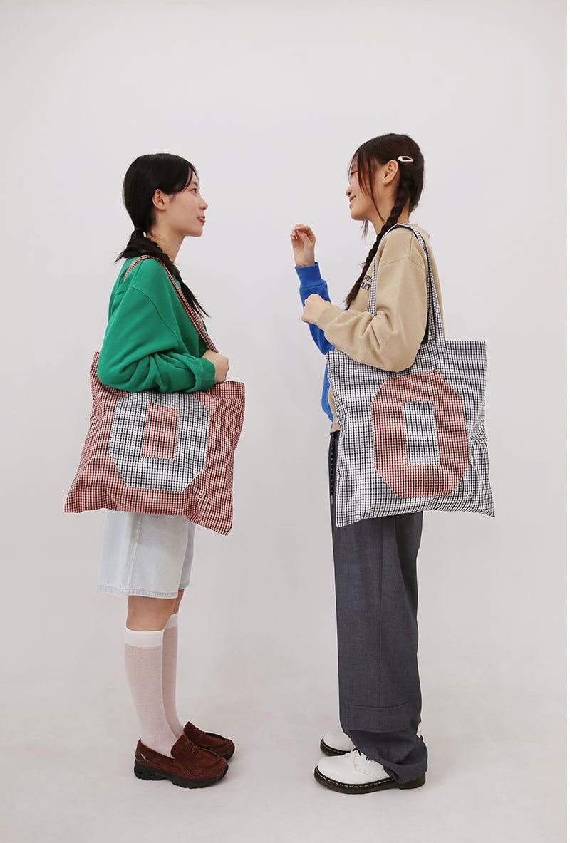 0 Applique Check Eco Bag / Red