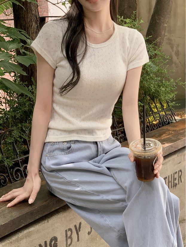 [SHOPPERMADE] アイレットスリムショートスリーブTシャツ (4color)