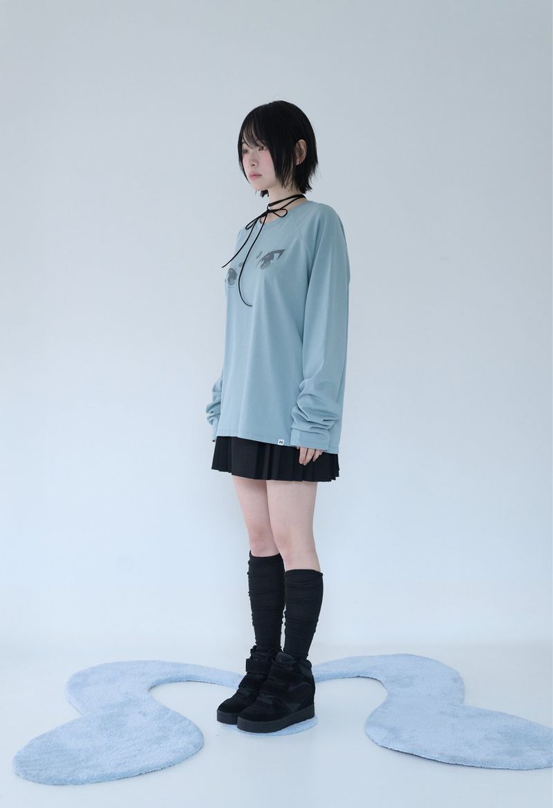 MIRE EYES RAGLAN T DUSTY BLUE