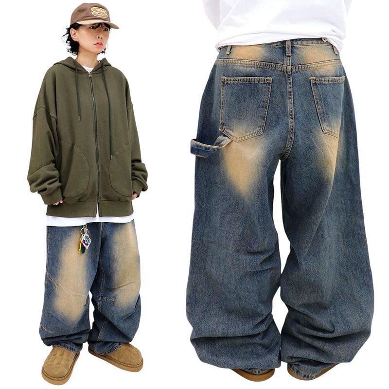 wide dart bizo denim pants