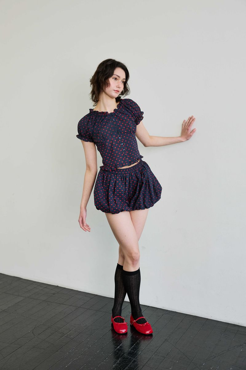 MINI HEART TWO WAY BLOUSE / NAVY
