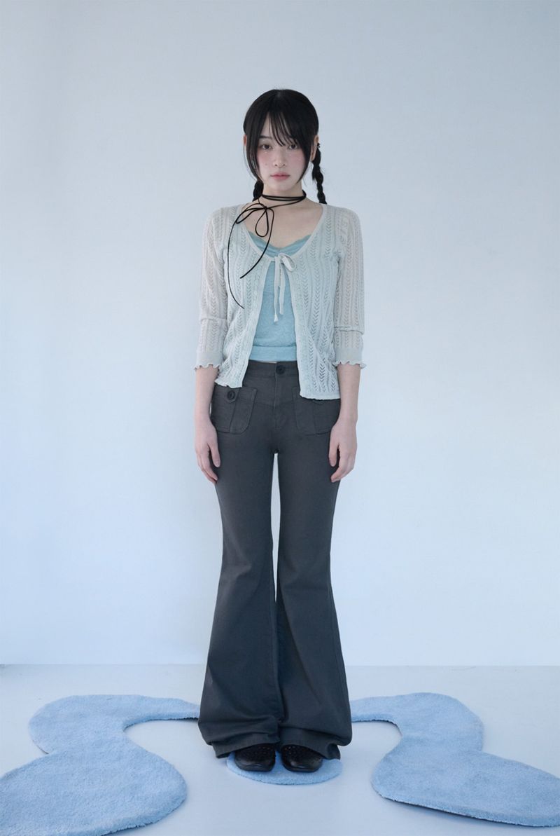 3/4 LACE KNIT CARDIGAN MISTY MINT