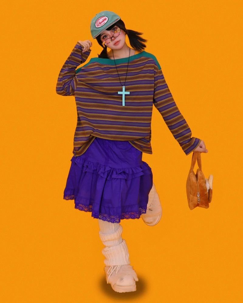 Aoi striped box long T (2color)