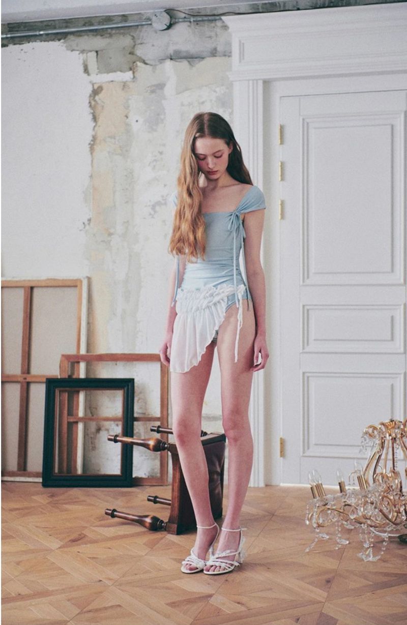 DEW COWL SWIMSUIT light blue