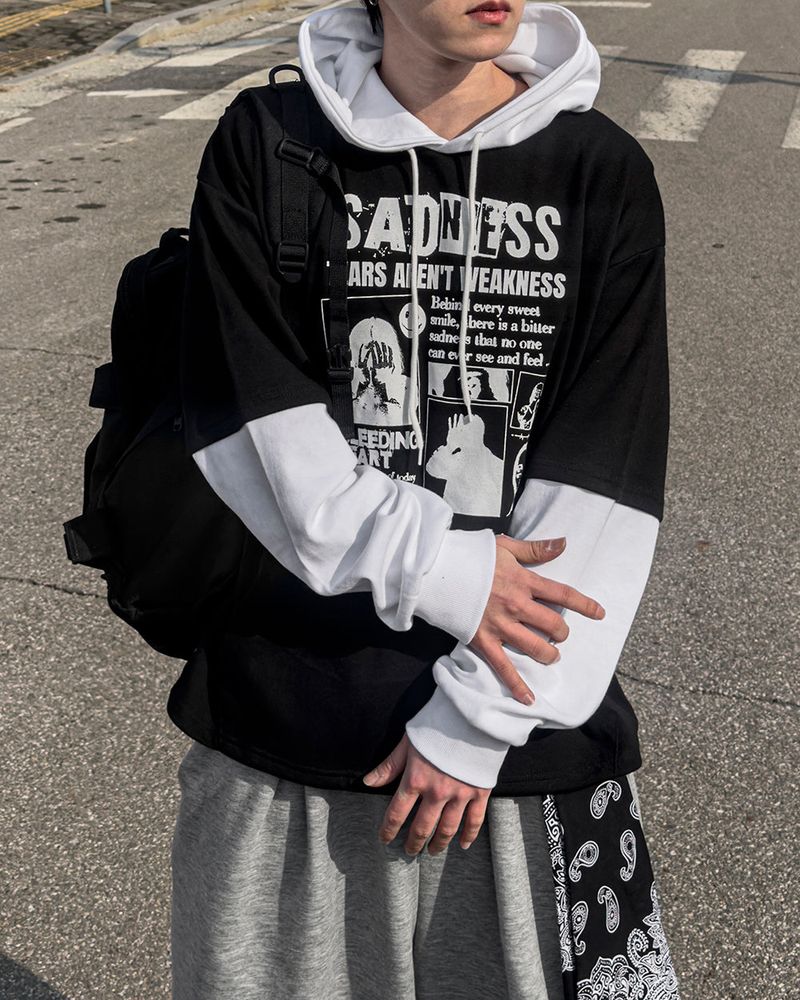 Sad Layered Oversized Hoodie