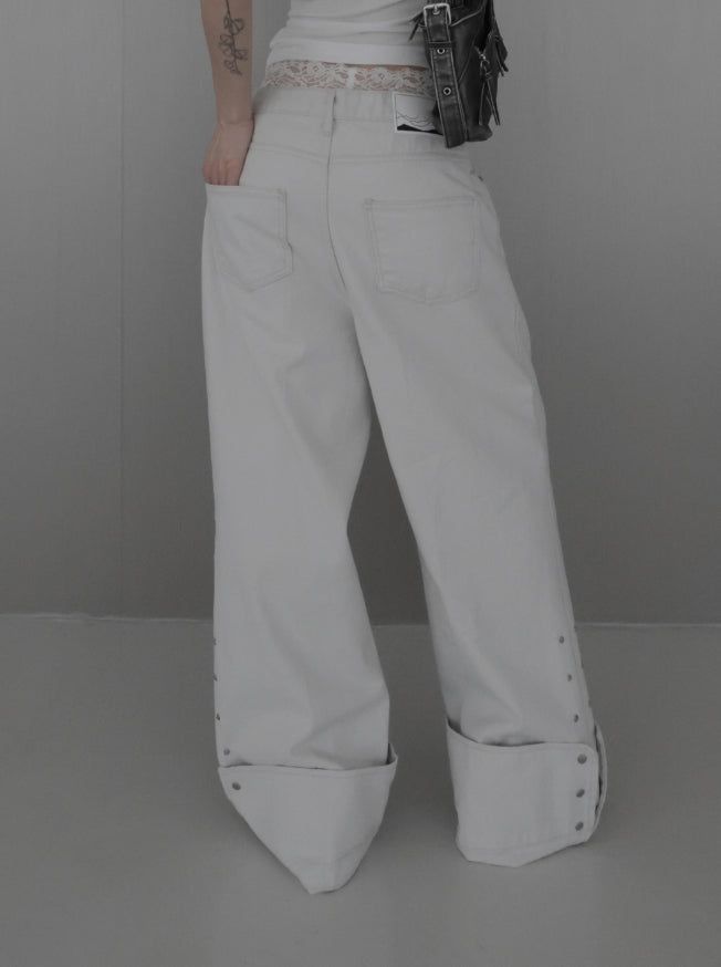 Mobel Snap Roll-up Cotton Pants