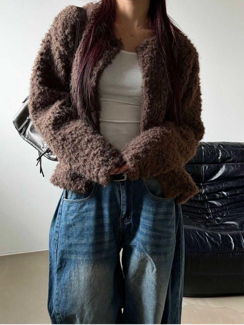 [Unisex] Alphaca fur cardigan(2color)
