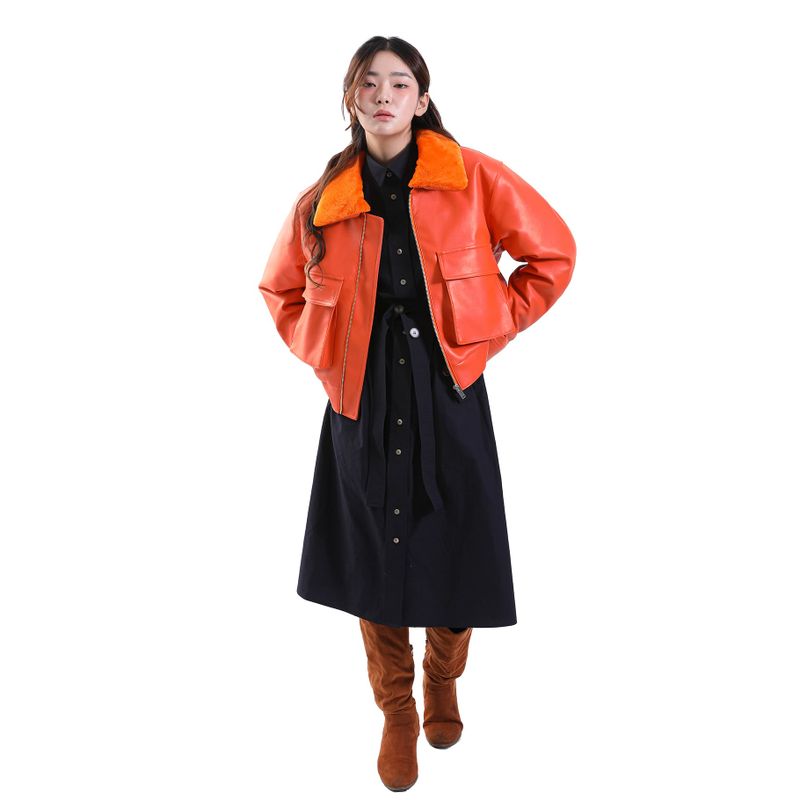 RIDERS LEATHER BOMBER ORANGE