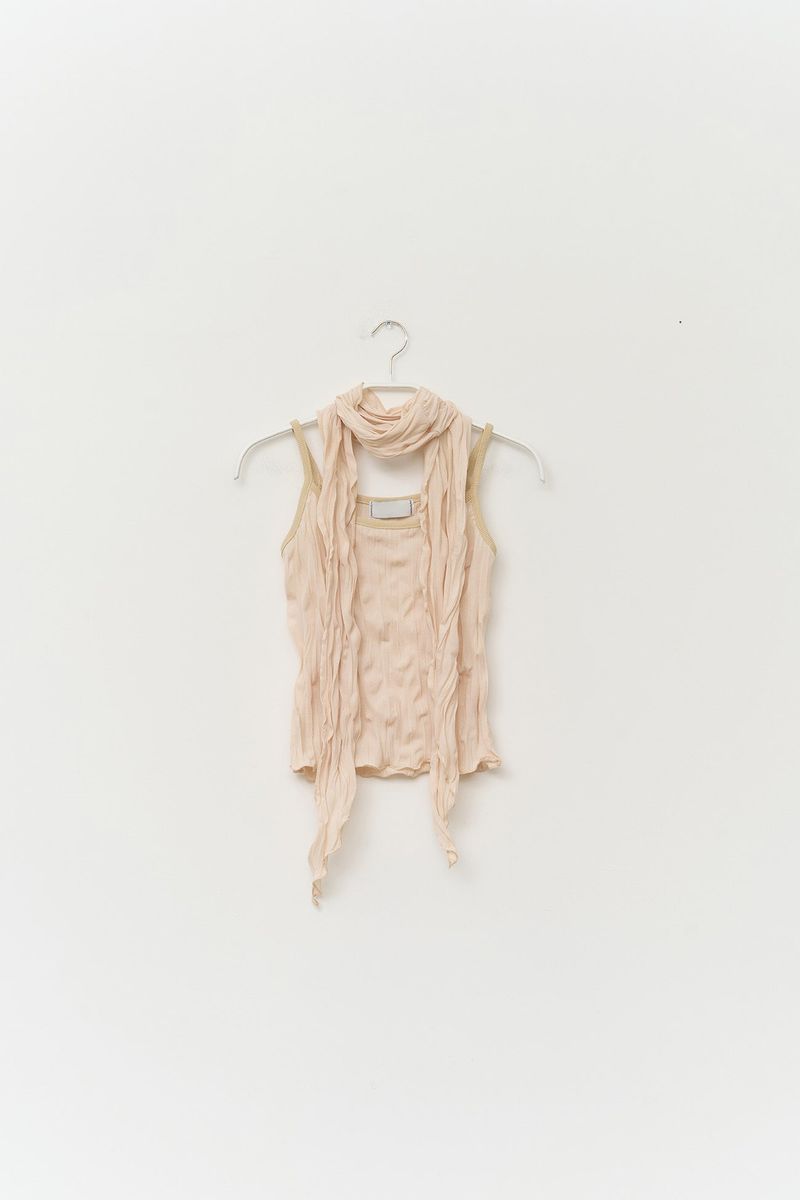 (W) Dun Wrinkled Scarf Top