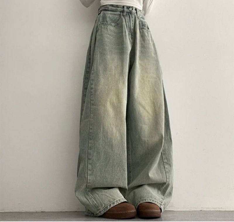 [Basic, Long/S~XL] Gus Washing Pintuck Wide Denim Pants