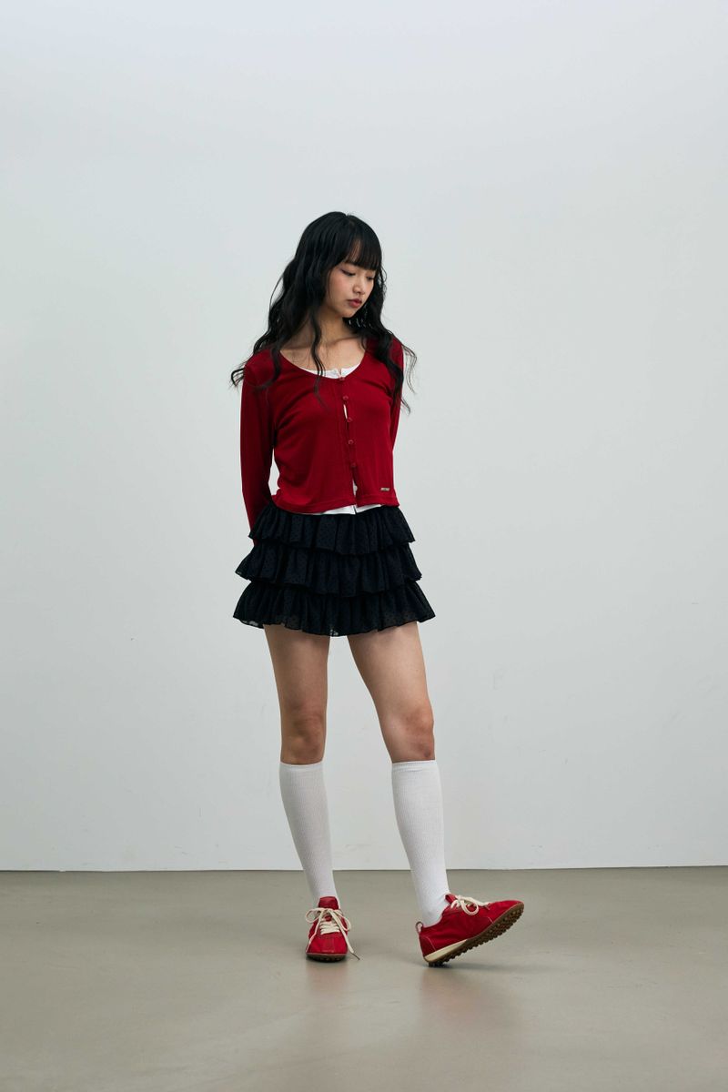 MINI HEART CANCAN SKIRT PANTS / BLACK