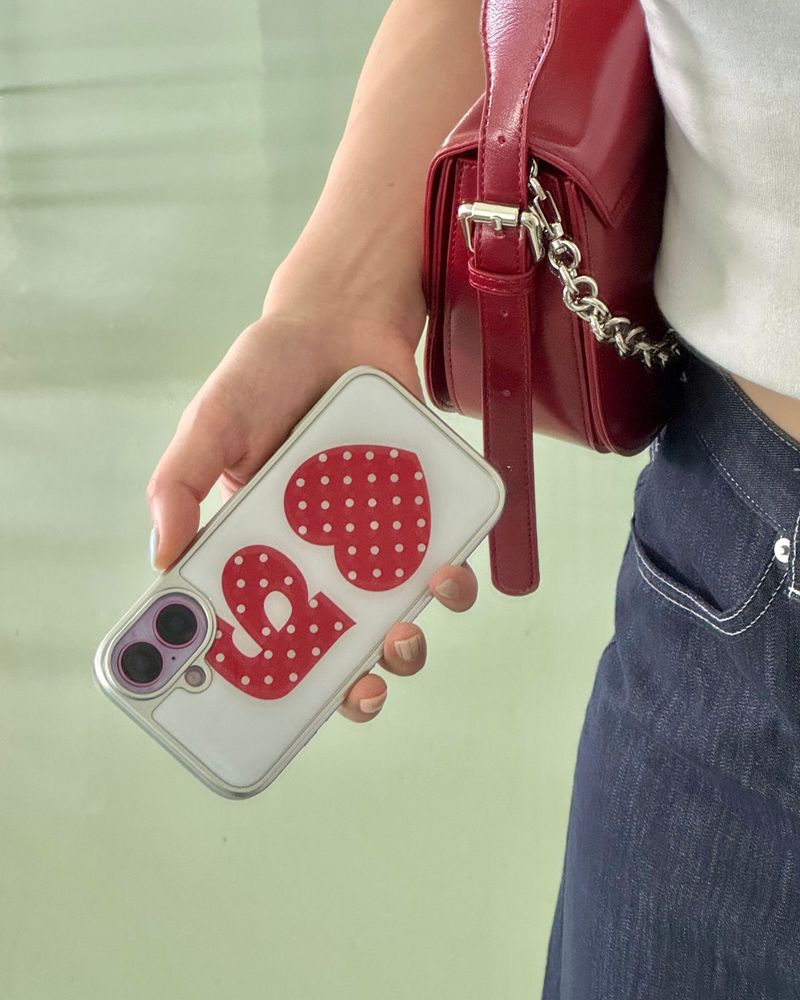 RED DOTTY LOVE WHITE Silver Epoxy Case