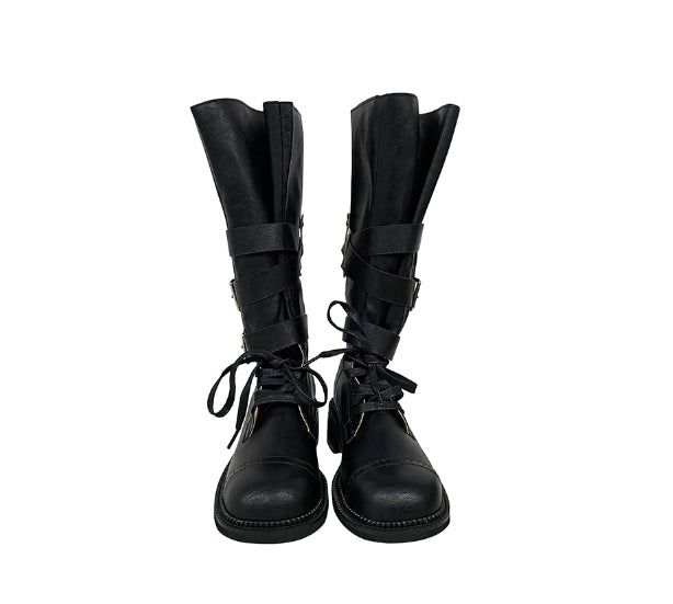 Cross Buckle Studded Mid Boots