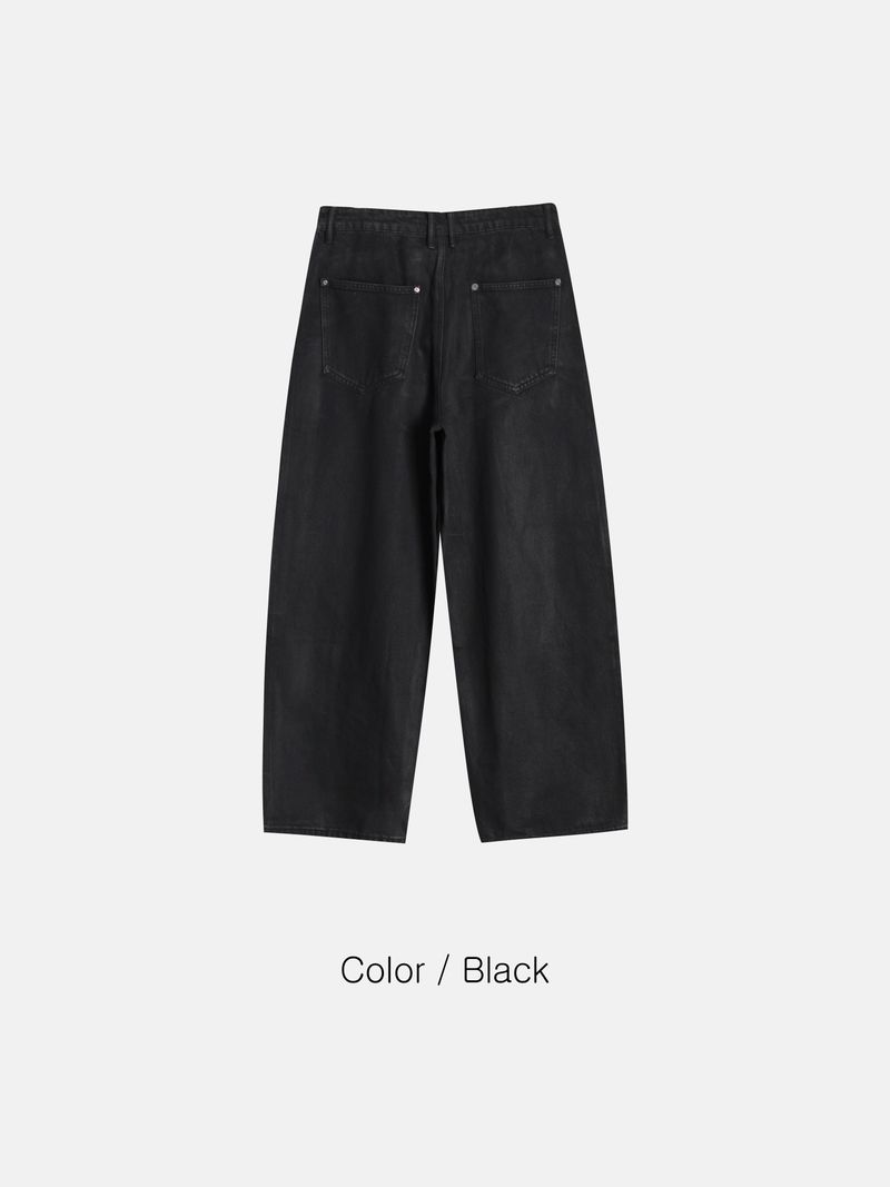 Black coated denim pants