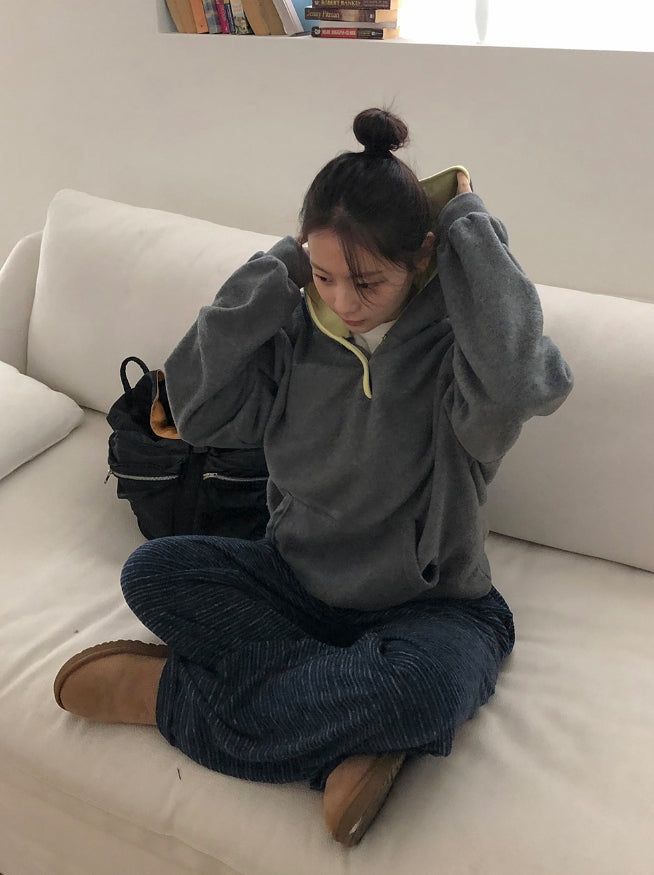 Kinples Color Matching Brushed Hoodie