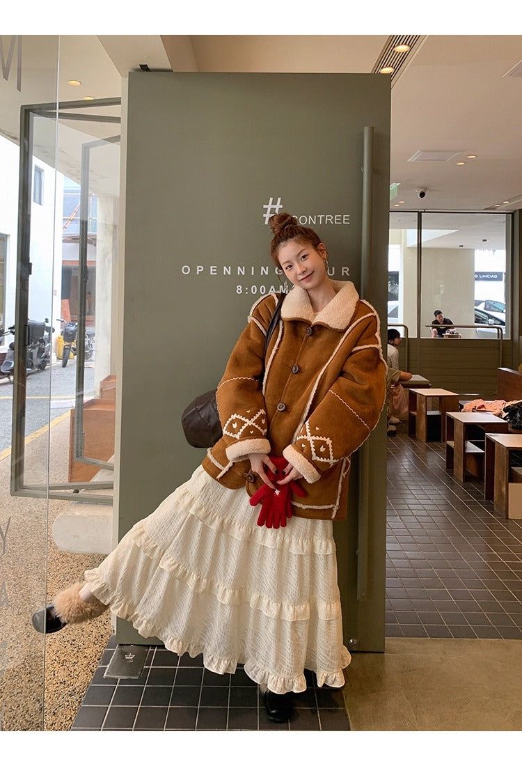 Camel suede oversized fit coat