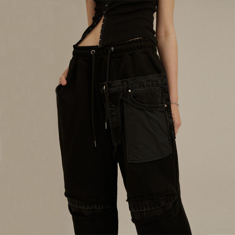 Destroyed Denim Sweatpants_Black
