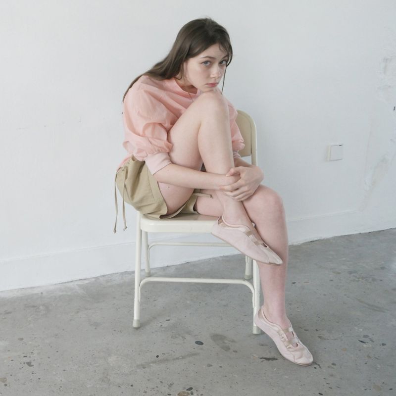 Pink Nylon Ruffle Blouse