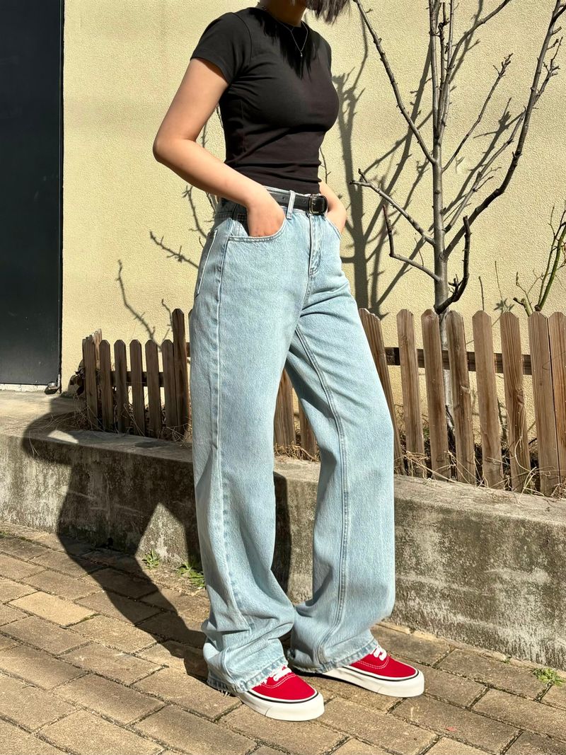 WIDE LIGHT BLUE DENIM PANTS code 21010