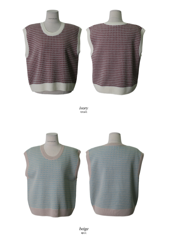Vintage Pattern Knit Vest (4color)