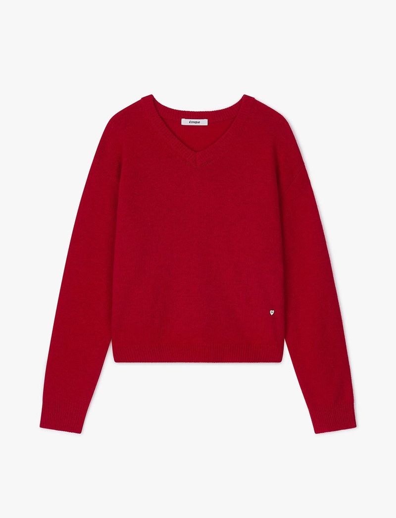 WOOL V-NECK KNIT (RED)