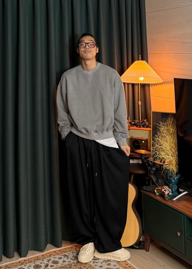 Double-pleated wide string pants 5COLOR