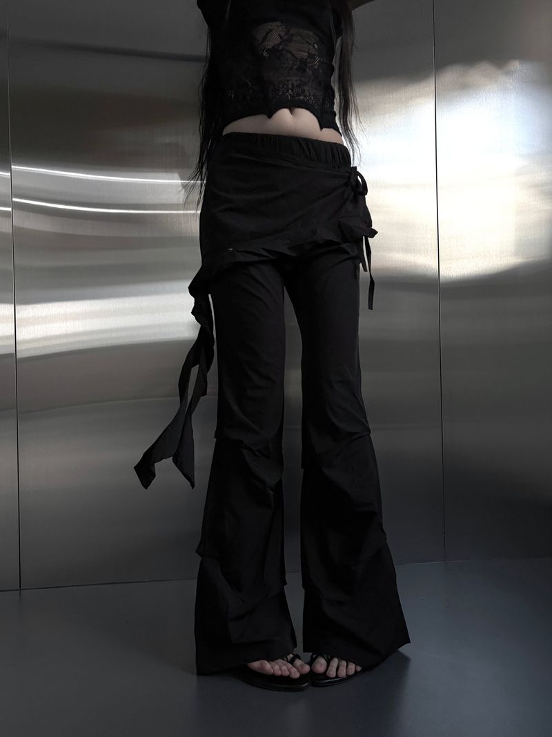 nylon skirt layered pants (2color)
