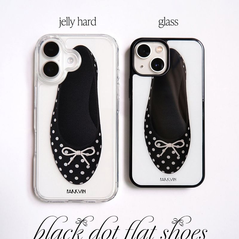 [Glass] black dot shoes case 