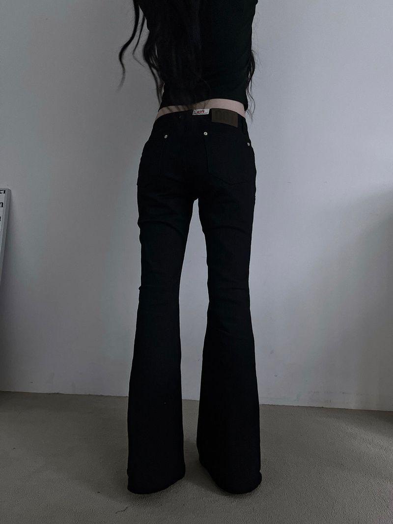 low rise black bootcut denim