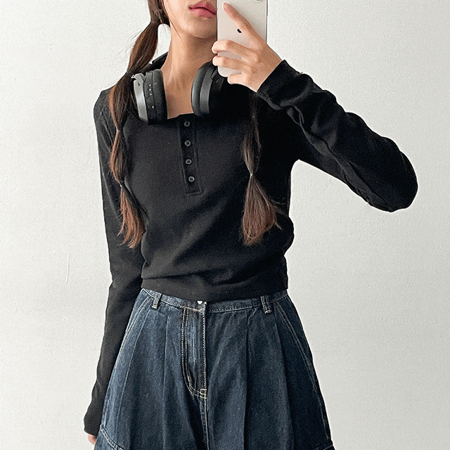 hijjoo（ハイチュー）の「Highmer side shirring snap long-sleeved T-shirt（Tops）」