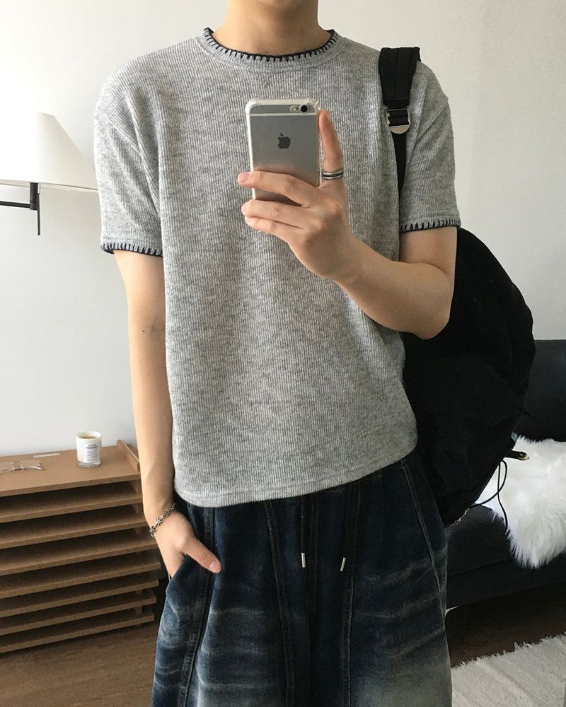 Stitch Crop short Sleeve Knit