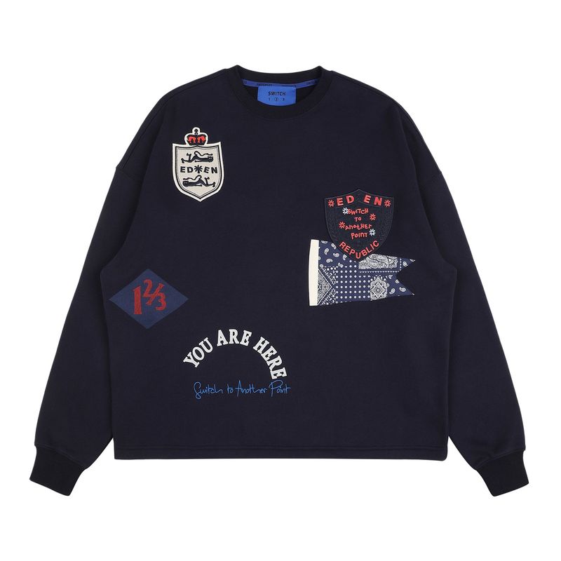 SWITCH123（スウィッチワンツースリー）の「ヴィンテージアップリケポイントTシャツ（ユニセックス）_SYF8TS02NV（トップス）」