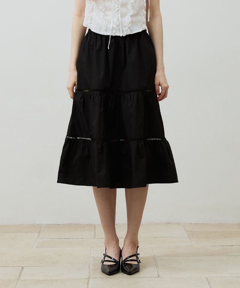 ARIKIM（アリキム）の「MUSE TIERED MIDI SKIRT / BLACK（Skirts）」