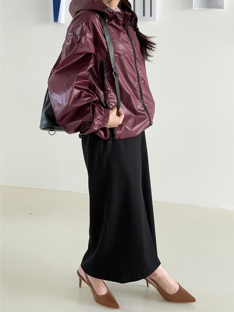 Glossy string windbreaker jk