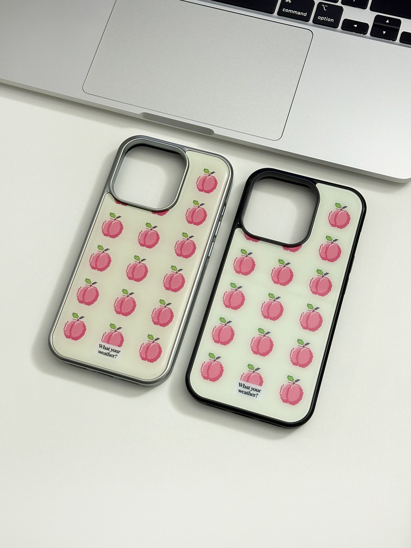 fruit tetris epoxy silver case-peach