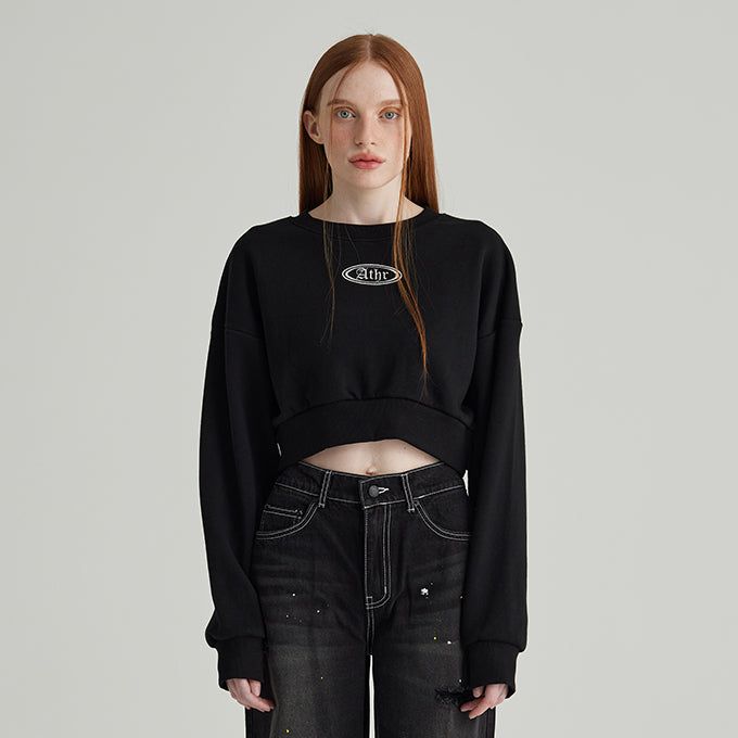 ANDTHEOTHER(アンドジアザー)の「BLACK ATHR CROP SWEATSHIRT(Tops)」