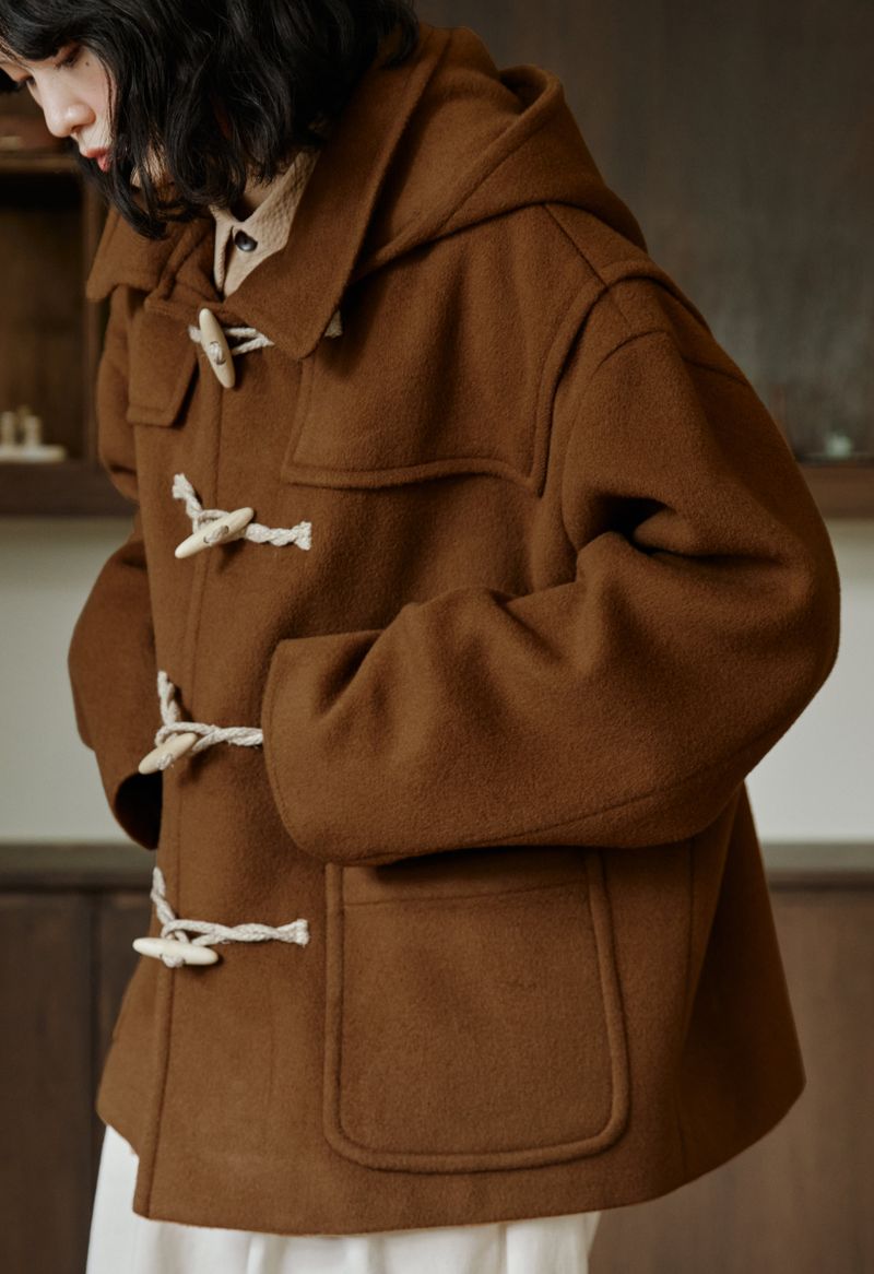 unisex half duffle coat camel