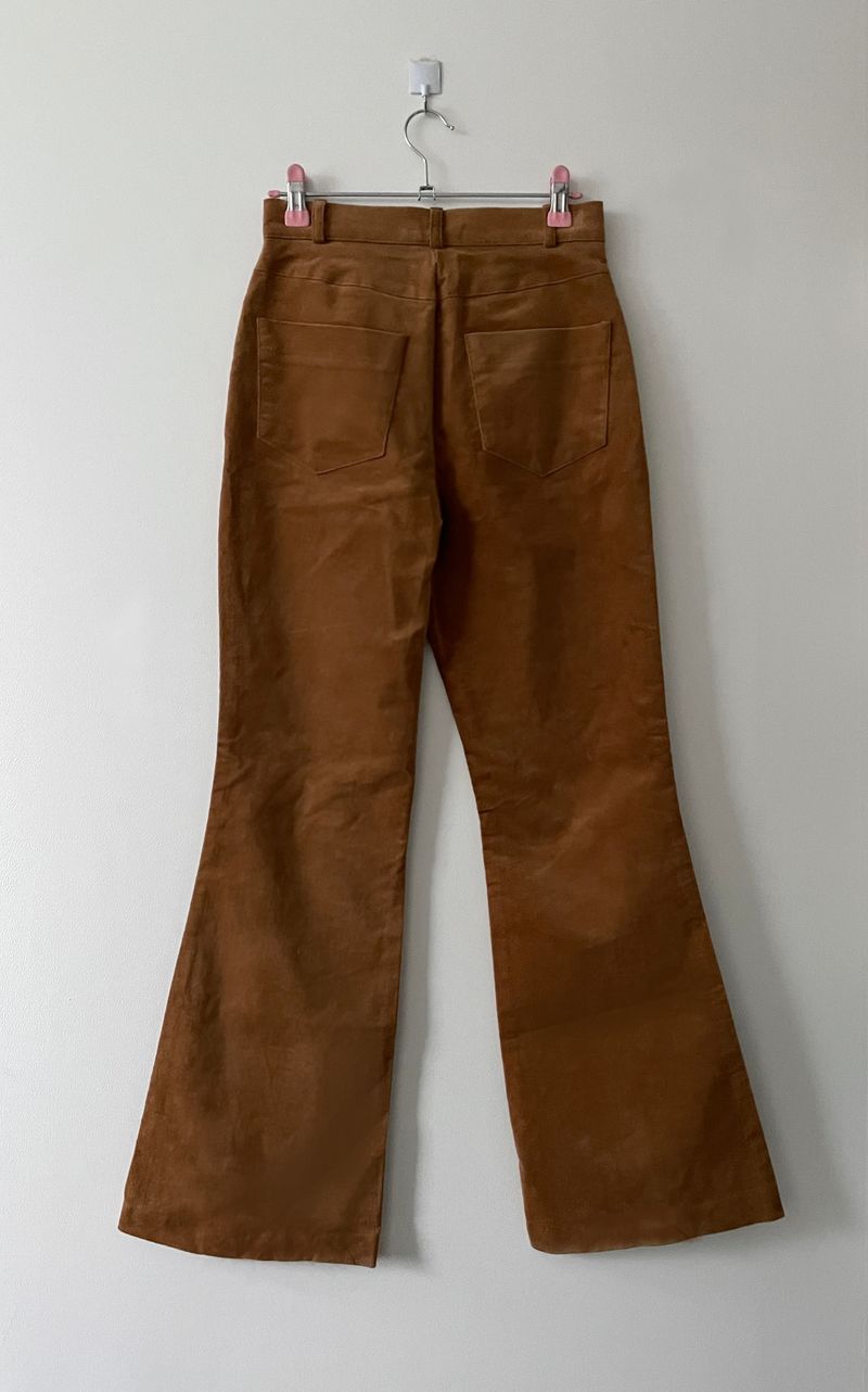 Suede slim bootcut pants