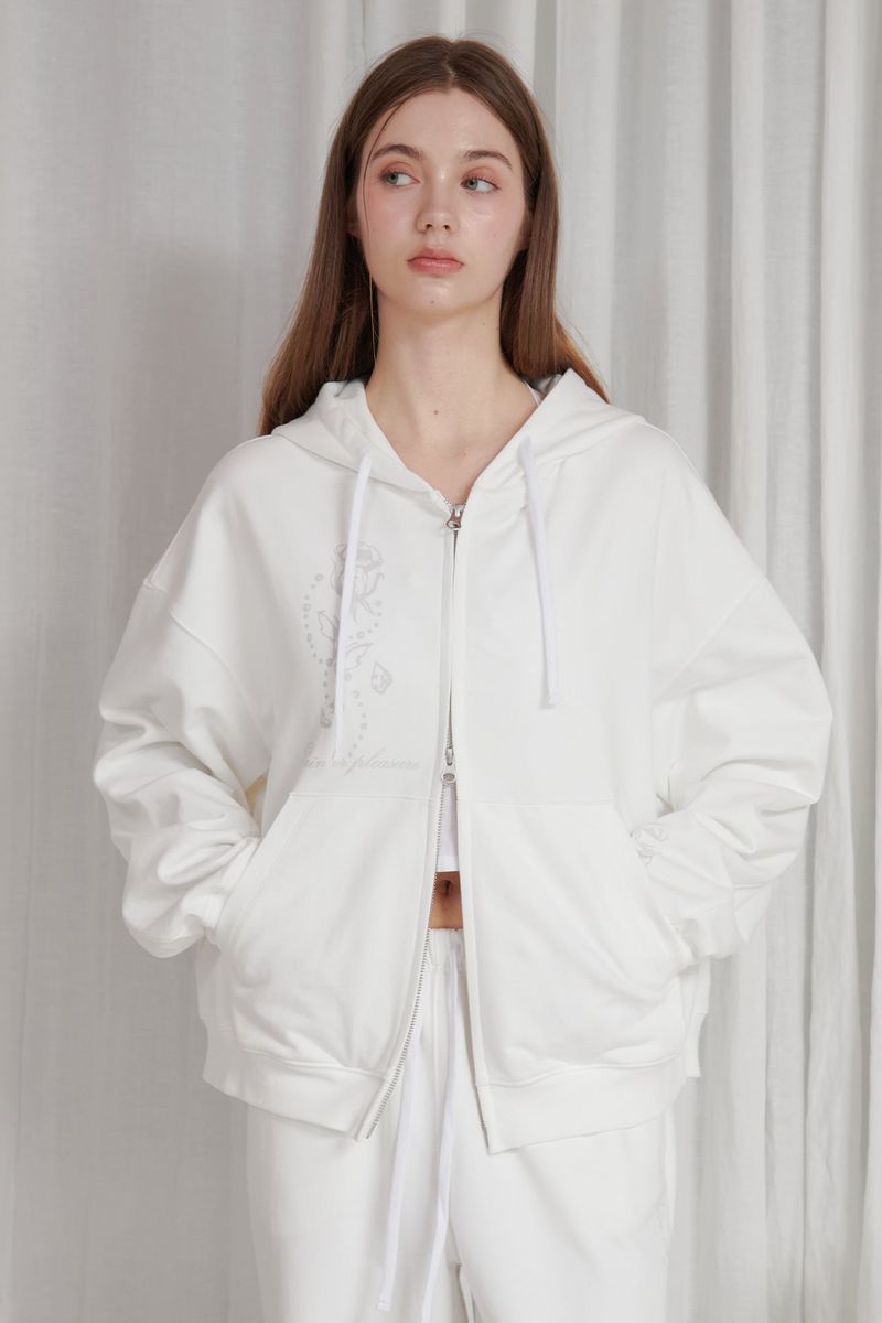 PAIN OR PLEASURE（ペインオアプレジャー）の「ROSE 2WAY HOOD ZIP UP white（Tops）」