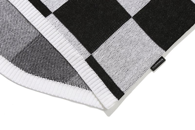 CHECKER BOARD KNIT TOP_BLACK