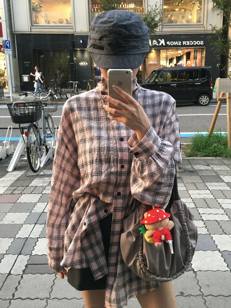 Hyper High-Neck Over Check Shirt (2c)