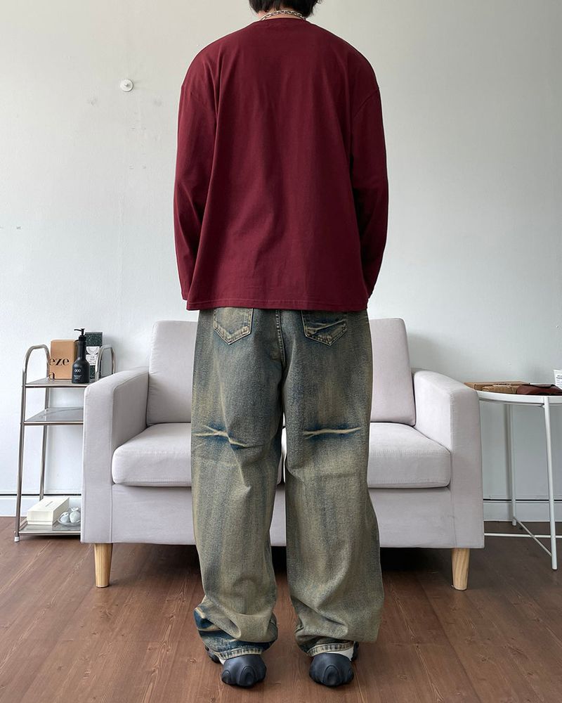 Shadow printed long-sleeved shirt
