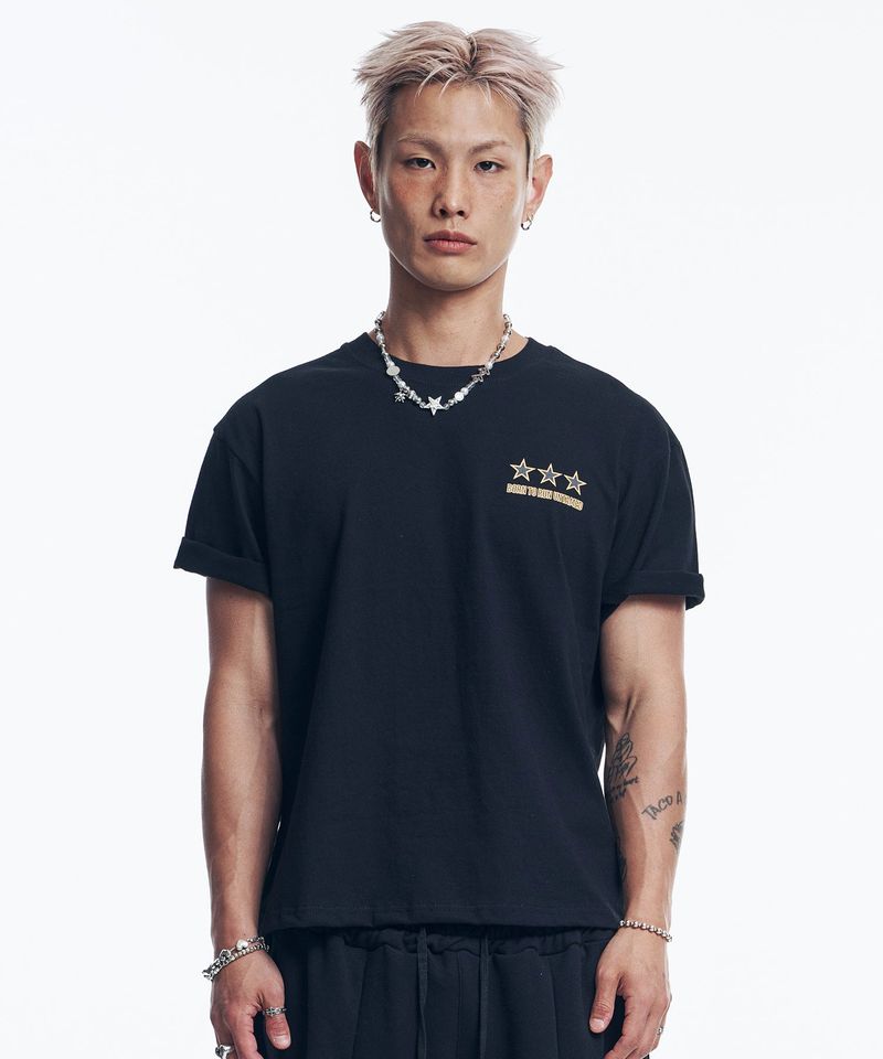 Star lettering cropped T-shirt - Black