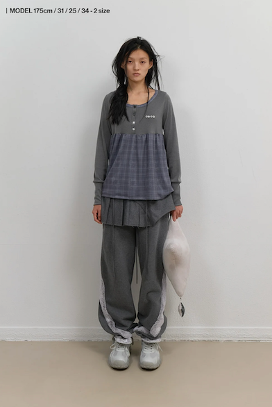 Side Fur Trim Sweatpants / Charcoal
