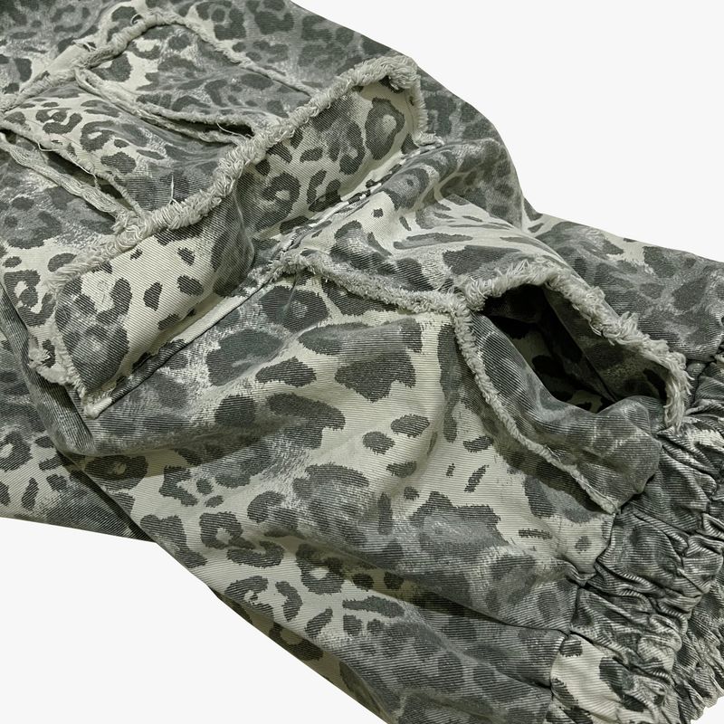 leopard grunge wide pants_grey