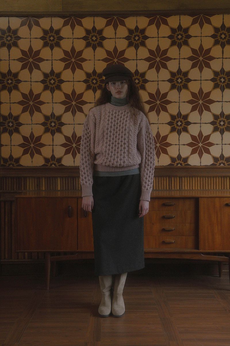 Falling long skirt_charcoal