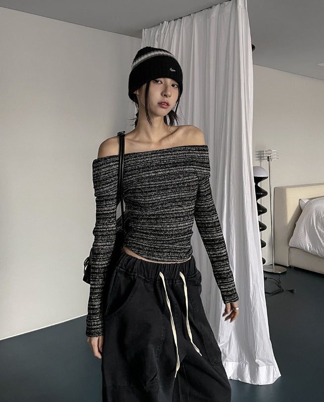 Sein Bokashi Off Shoulder Knit