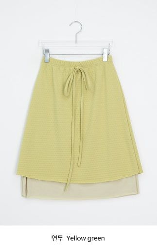 Haya Embossed Floral Layered Banding Midi Skirt