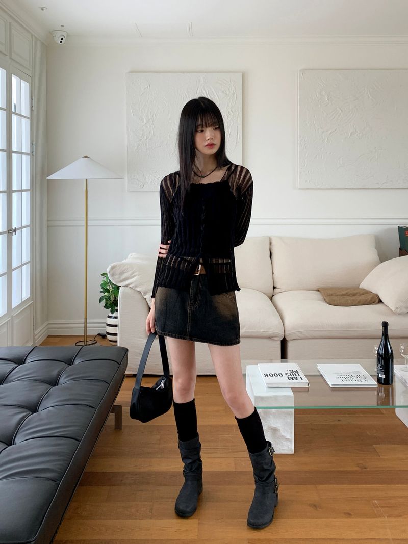 [Belt Set] Konya Y2K Washing Mini Skirt